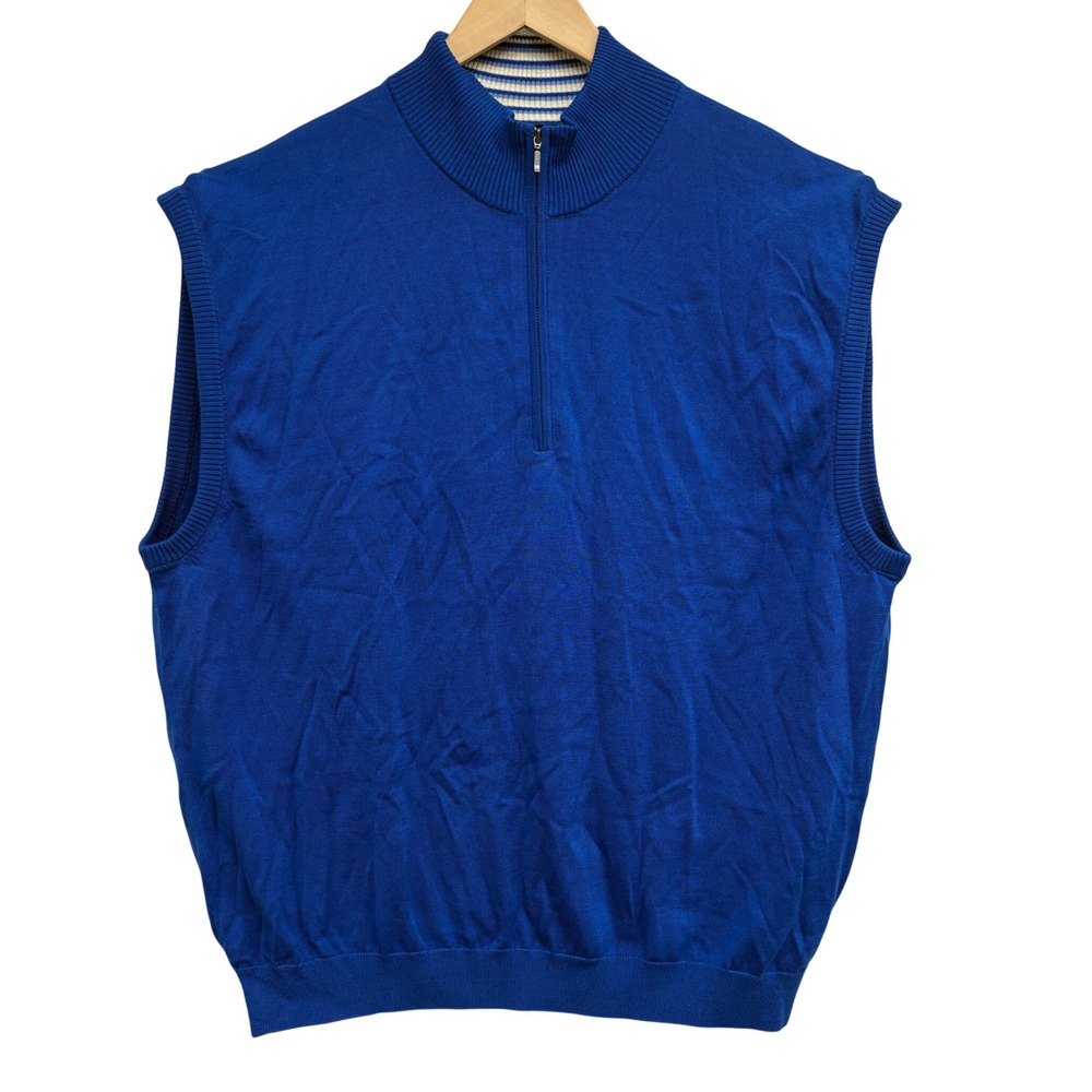 Callaway Collection Mens XLT Cotton Blue Quarter Zip Golf Sweater Vest CM 85147T